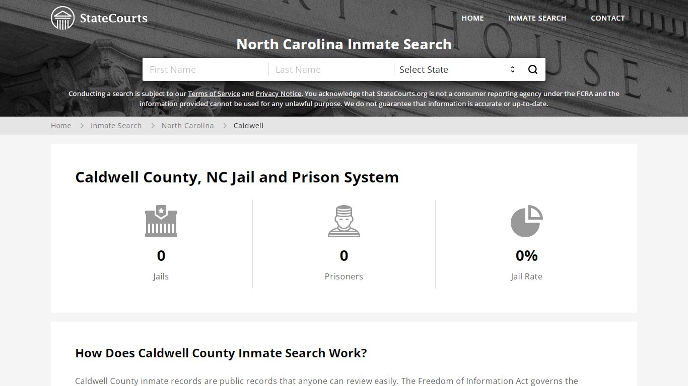 Caldwell County, NC Inmate Search - StateCourts